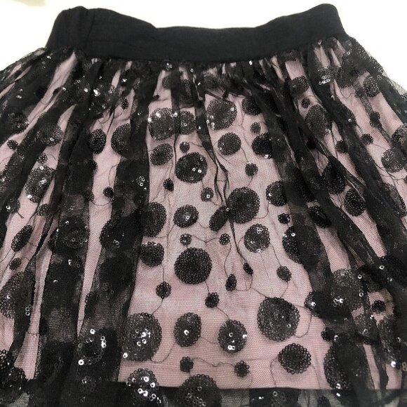 Disney D-Signed Black Pink Lace Sequins Skirt Size Large - Picture 2 of 4